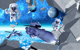 宇宙星空宇航员3d立体壁画背景