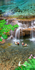 清新自然流水瀑布流水生财玄关