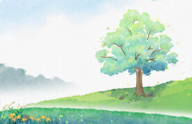 水彩树场景背景图