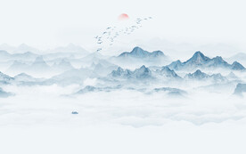 新中式水墨山水画背景墙