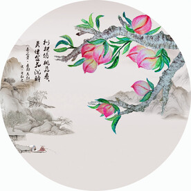 寿桃 圆形装饰画