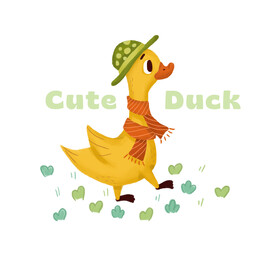 可爱鸭子手绘插画