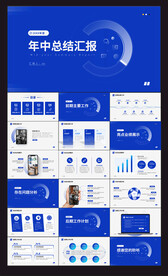 蓝色简约年中总结工作汇报PPT