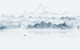 公司前台山水画背景墙