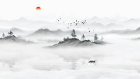 新中式水墨意境山水背景