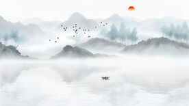 山水情山水背景墙