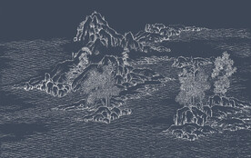 新中式线描山水轻奢背景墙壁画