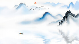 意境山水风水电视沙发背景