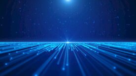 蓝色粒子光线三维背景AE模板