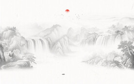 禅意水墨山水画