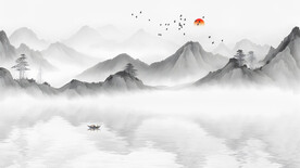 山水画客厅电视背景