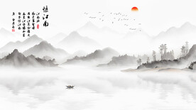 新中式山水背景墙