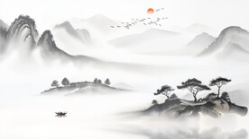 简约水墨山水电视背景