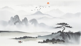 客厅国画水墨画背景