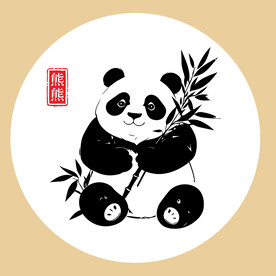 可爱手绘线稿图大熊猫