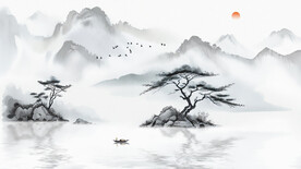 水墨山水风景背景