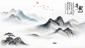 古风意境山水背景