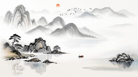 餐厅山水装饰背景