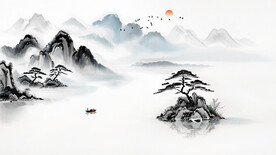 山水水墨山水背景