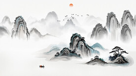 水墨意境山水电视背景