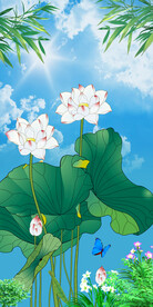 现代简约荷花韵玄关