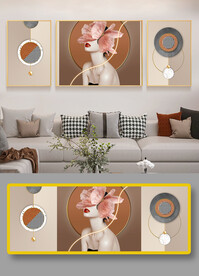 现代简约轻奢几何光影女郎装饰画