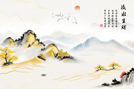  中式意境山水背景