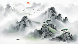 水墨风景背景墙
