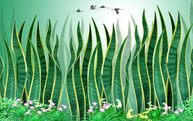 清新绿色植物叶子背景墙