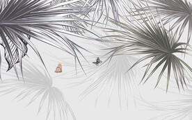 紫色抽象棕榈叶沙发背景墙