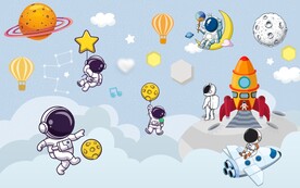 卡通太空背景墙图片