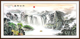 旭日东升山水画