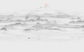 抽象水墨山水画