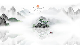 国风山水背景墙