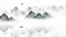 客厅水墨画背景