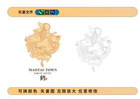 中国风仙鹤云鹤图纹设计