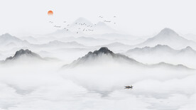 新中式意境山水墨画