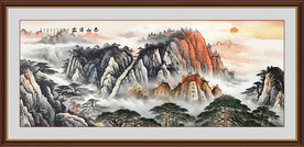 泰山日出五岳独尊国画