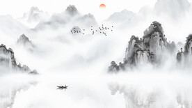 新中式山水背景墙