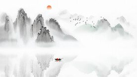 抽象水墨山水画