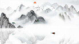 水墨画山水风景