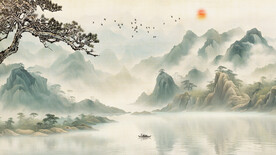 水墨画山水风景