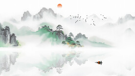 新中式意境水墨山水画