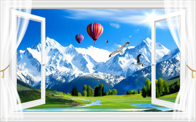 雪山窗画