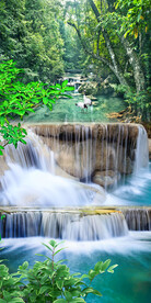 小溪流水瀑布玄关背景墙