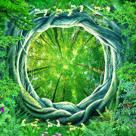 唯美树林天顶壁画