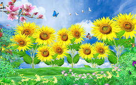 向日葵客厅背景墙