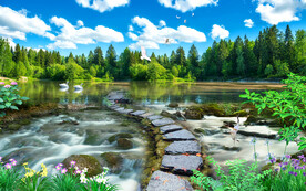 山水流水生财电视背景墙