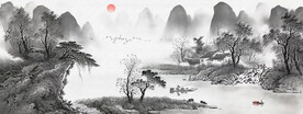 意境水墨山水画