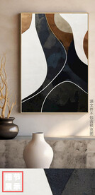 现代抽象水墨肌理手绘艺术装饰画